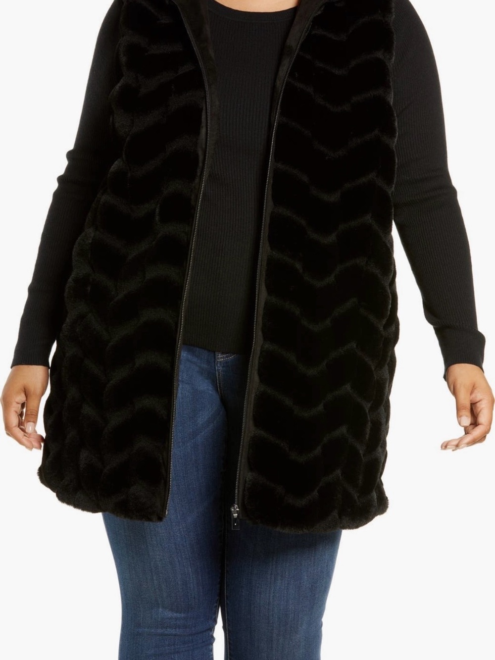 Via Spiga Black Faux Fur Vest